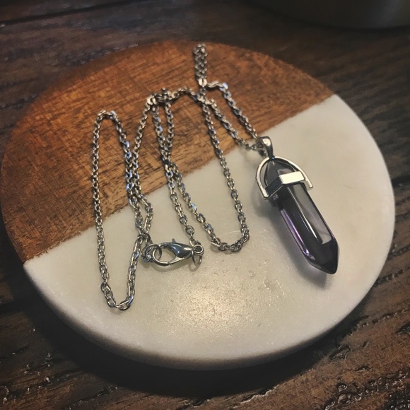 Tayzani Jewelry - Purple Lucite & Silver Gemstone Pendant Necklace